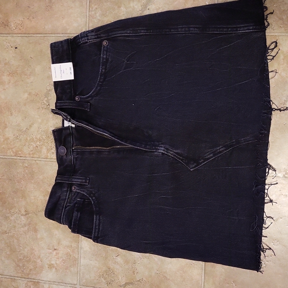 Ultra high rise skirt black denim 00 Abercrombie & Fitch BNWT